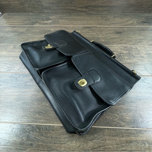 VTG Coach 5279 Black Leather Messenger Briefcase USA - Picture 3 of 13